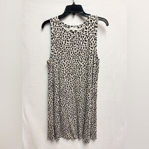 LOFT Black and Cream Leopard Print Sleeveless Tank Dress